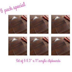 pack of 6 Acrylic 8 1/2" x 11" clipboards